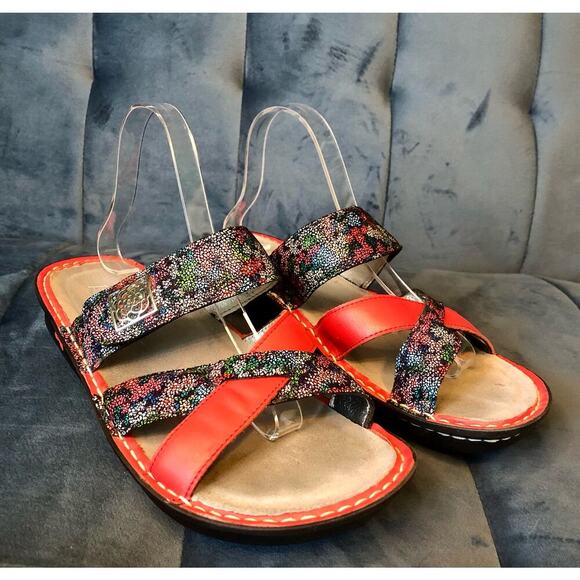 Alegria US Size 10.5-11 Victoriah Botanicool Sandal Crisscross Slide Red Floral - Picture 1 of 10